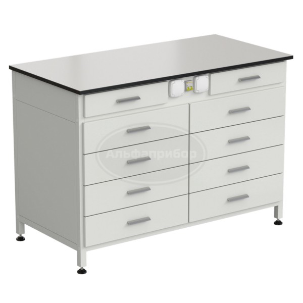 Стол-тумба с электрикой (2 ящика + 4 ящика + 4 ящика) 1200x600x850 мм, раб. поверхность - Labgrade