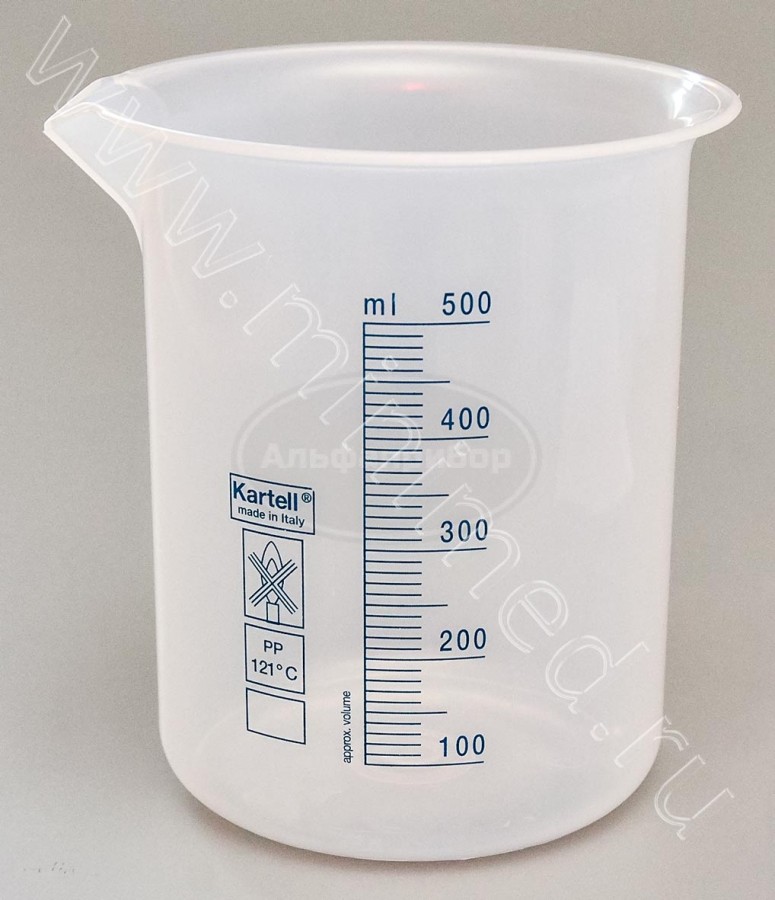 Стакан 500мл, с делениями п/п, Kartell, упаковка 1/12шт