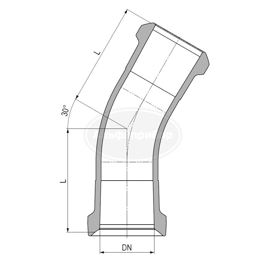 Отвод 30 градусов KZA/KZB DN=300мм L=200мм W=7,8кг