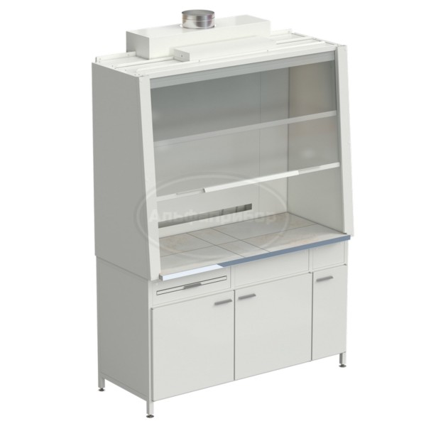 Шкаф вытяжной без подвода воды с ВЗБ светильником 1520х750х2160 мм, раб. поверхность - керамика