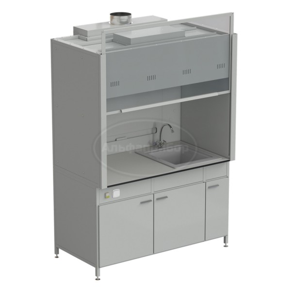 Шкаф вытяжной с мойкой из СП и смесителем 1500х900х2145 мм, раб. поверхность - Labgrade