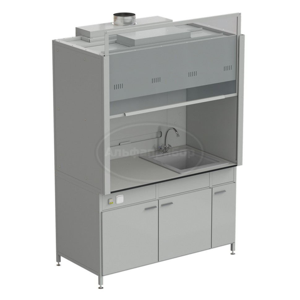 Шкаф вытяжной с мойкой из СП и смесителем 1500х900х2145 мм, раб. поверхность - Labgrade