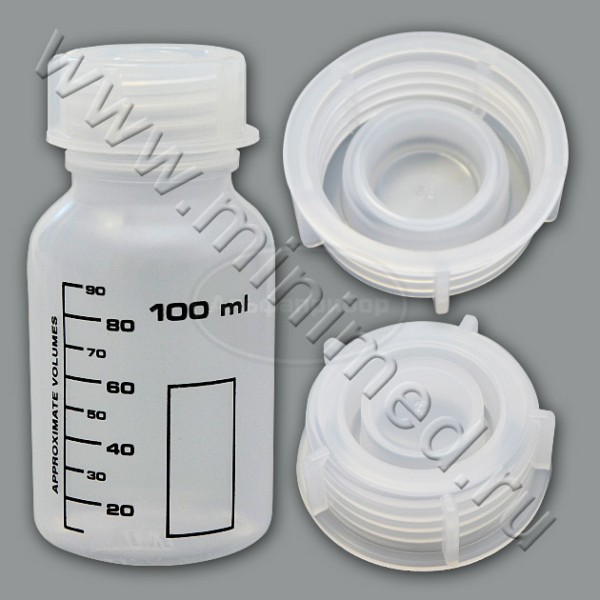 Банка для реактивов 100мл, с черной градуировкой, широкогорлая, с крышкой, п/п, LAMAPLAST, упаковка 5шт