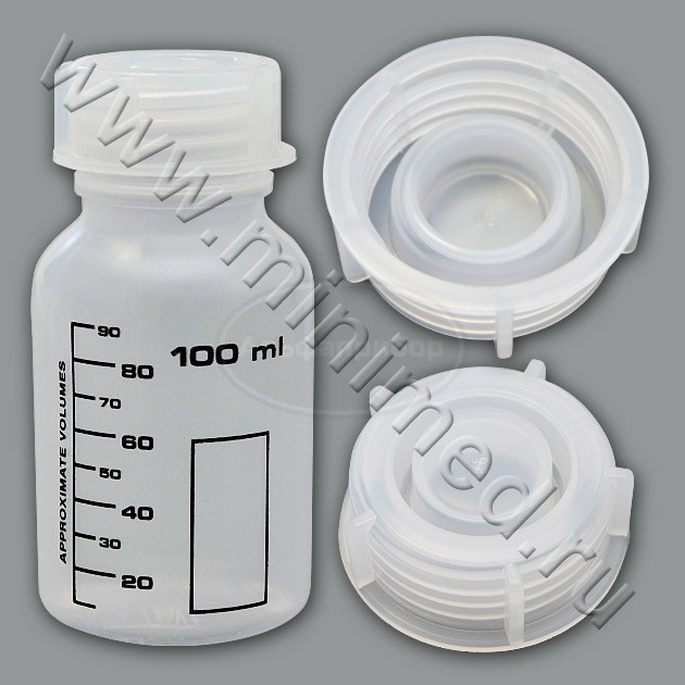 Банка для реактивов 100мл, с черной градуировкой, широкогорлая, с крышкой, п/п, LAMAPLAST, упаковка 5шт