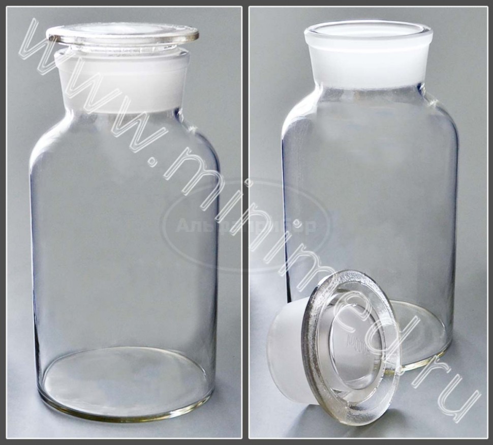 Склянка лабораторная 5000мл из светлого стекла с широкой горловиной и притертой пробкой, упаковка 1/ кор.6шт