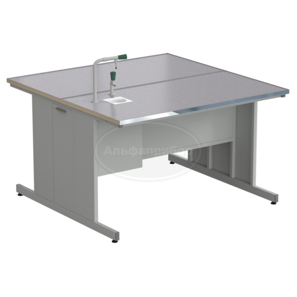 Стол островной с подводом воды 1500х1500х900 мм (1 комплект), раб. поверхность - монолитный керамогранит