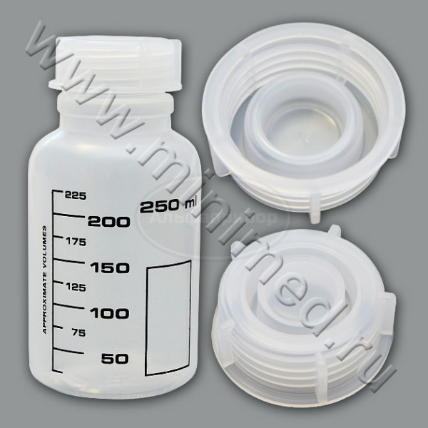Банка для реактивов 250мл, с черной градуировкой, широкогорлая, с крышкой, п/п, LAMAPLAST, упаковка 1/150шт