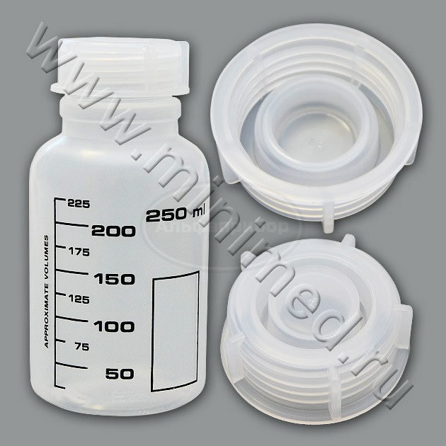 Банка для реактивов 250мл, с черной градуировкой, широкогорлая, с крышкой, п/п, LAMAPLAST, упаковка 1/150шт