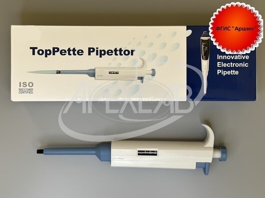 Дозатор Toppette переменного объема 10-100 мкл, поверка ФГИС Аршин