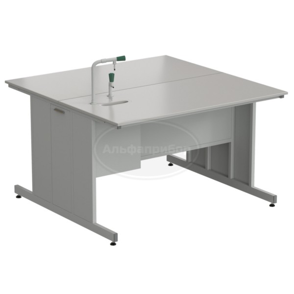 Стол островной с подводом воды 1500х1500х900 мм (1 комплект, кран TOF), раб. поверхность - Durcon