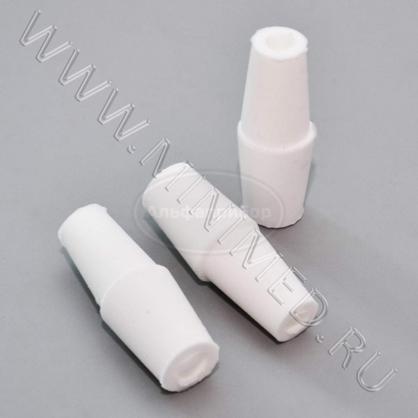 Пробка силиконовая двухконусная №19,5 с каналом белая BR-071, упаковка 100шт