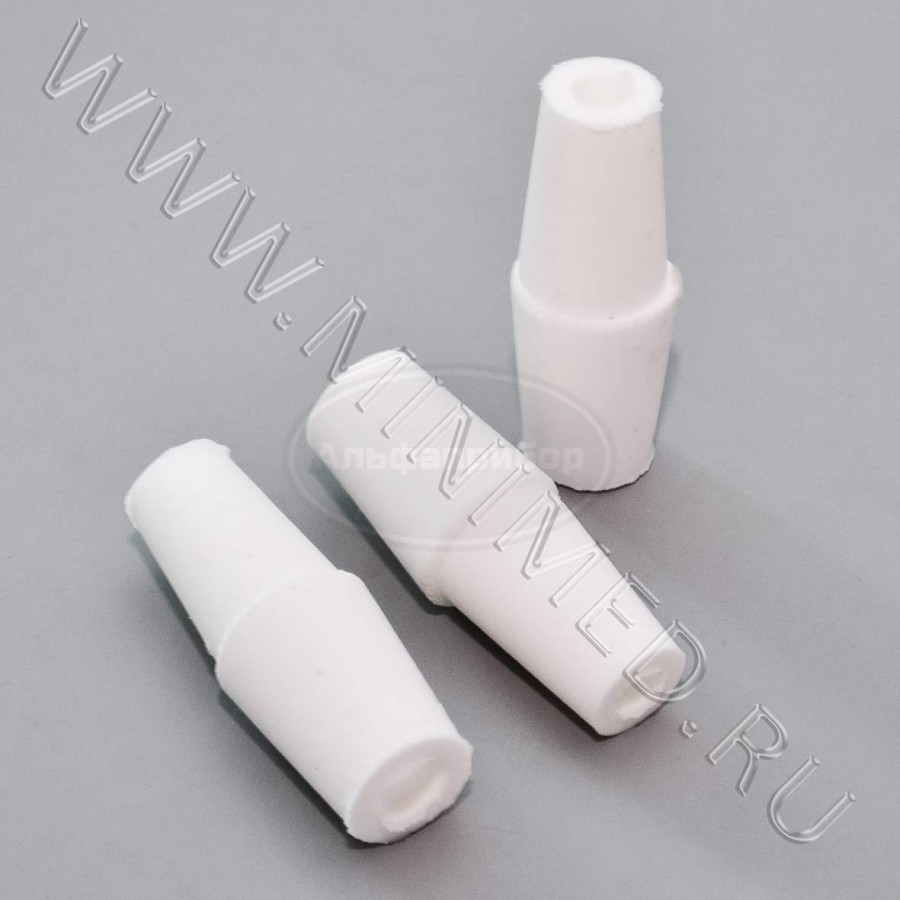 Пробка силиконовая двухконусная №19,5 с каналом белая BR-071, упаковка 100шт