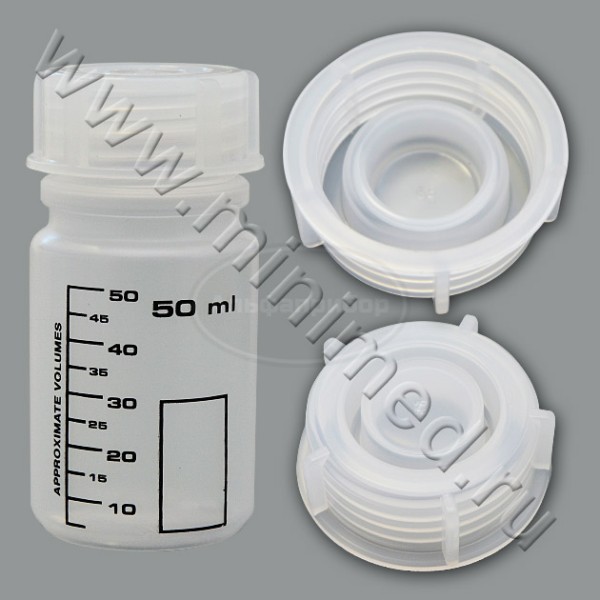 Банка для реактивов 50мл, с черной градуировкой, широкогорлая, с крышкой, LAMAPLAST, упаковка 5шт