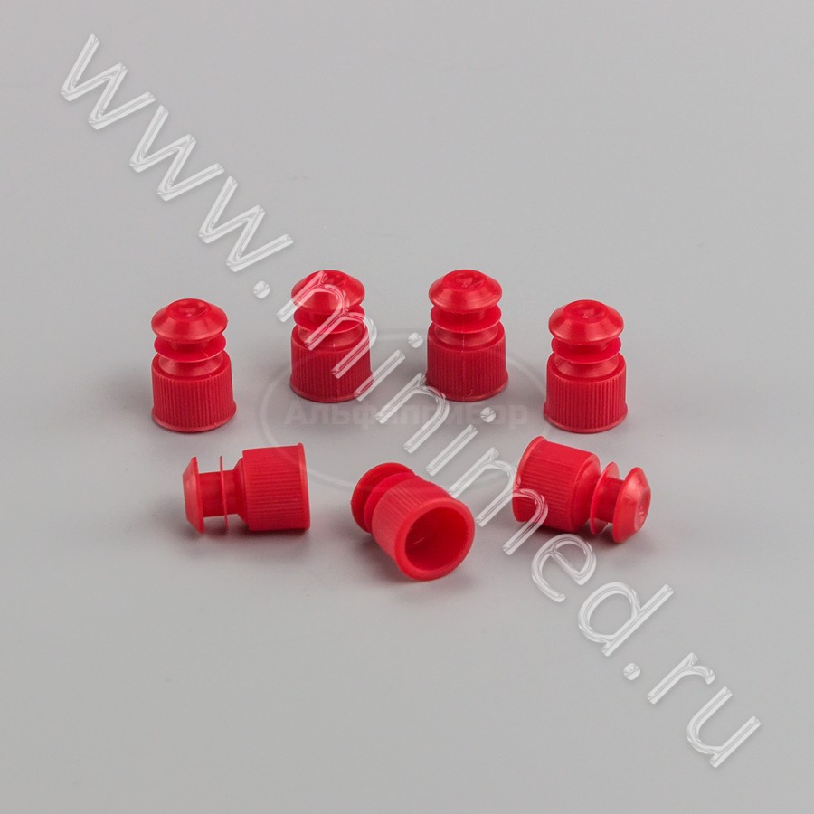 Пробка для пробирок 12 мм, п/эт, красная, упаковка 1000шт, ТУ 9464-015-29508133-2014, МиниМед