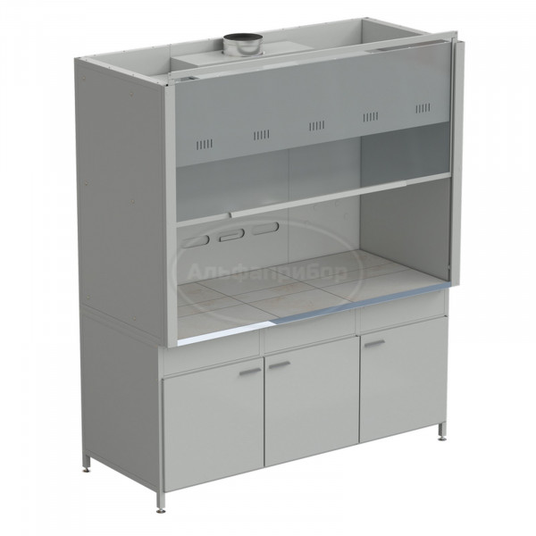 Шкаф вытяжной без подвода воды с ВЗБ светильником 1800х900х2145 мм, раб. поверхность - керамика