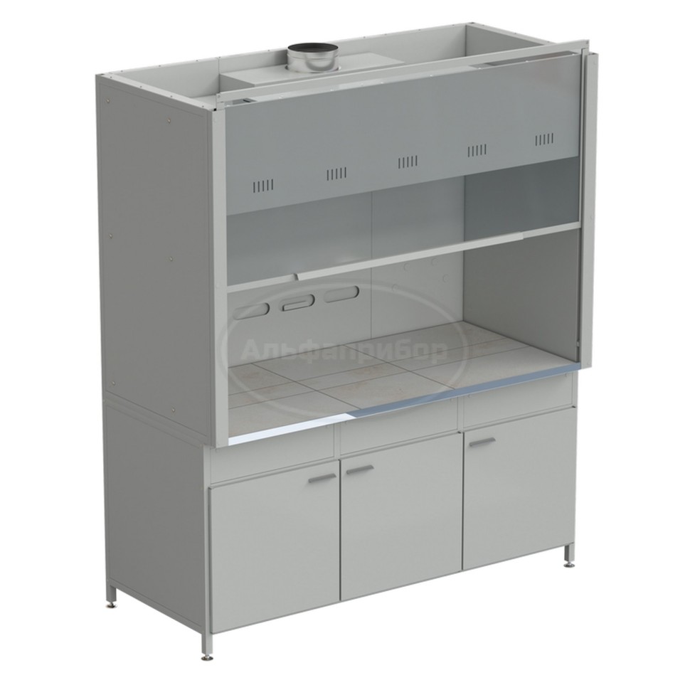 Шкаф вытяжной без подвода воды с ВЗБ светильником 1800х900х2145 мм, раб. поверхность - керамика