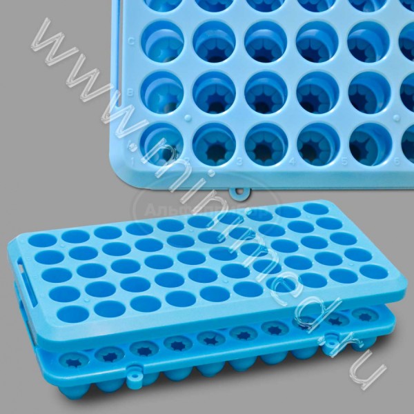 Штатив для пробирок 10-18 мм, 50 гнезд, с силиконовыми фиксаторами