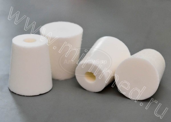 Пробка силиконовая №19 конусная с каналом, белая BR-053, упаковка 100шт