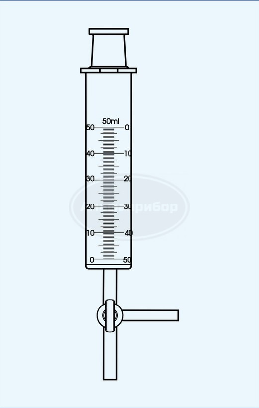 Газовый шприц с трехходовым краном 100мл, Technosklo