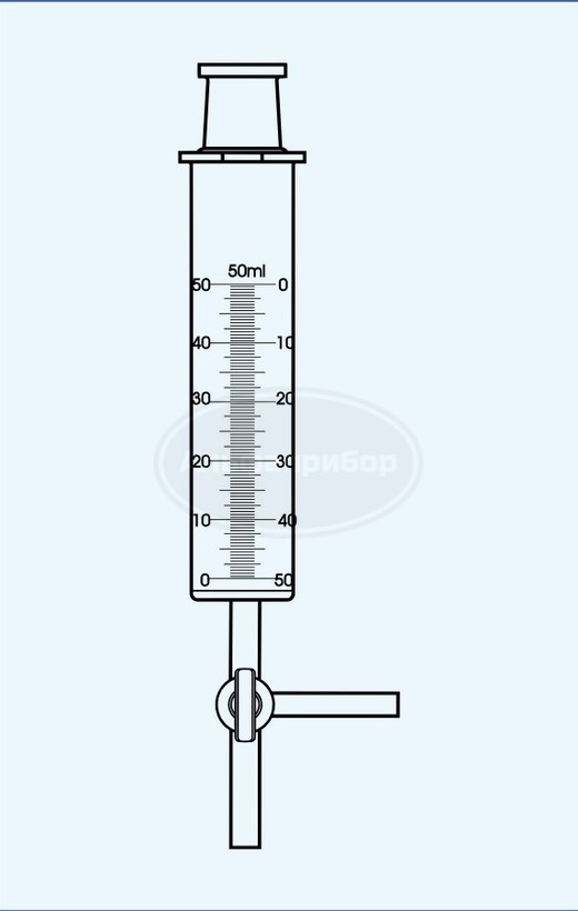 Газовый шприц с трехходовым краном 100мл, Technosklo