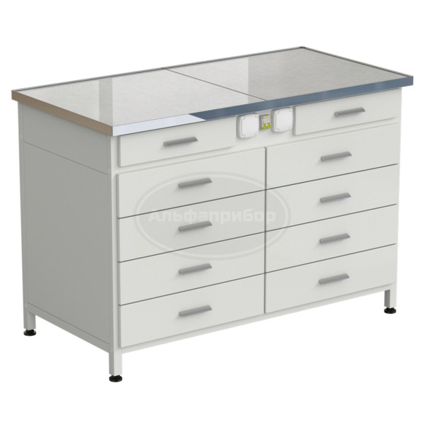 Стол-тумба с электрикой (2 ящика + 4 ящика + 4 ящика) 1212x610x850 мм, раб. поверхность - керамогранит