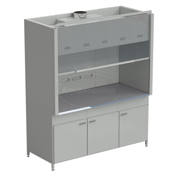 Шкаф вытяжной без подвода воды с ВЗБ светильником 1800х900х2145 мм, раб. поверхность - монолитный керамогранит