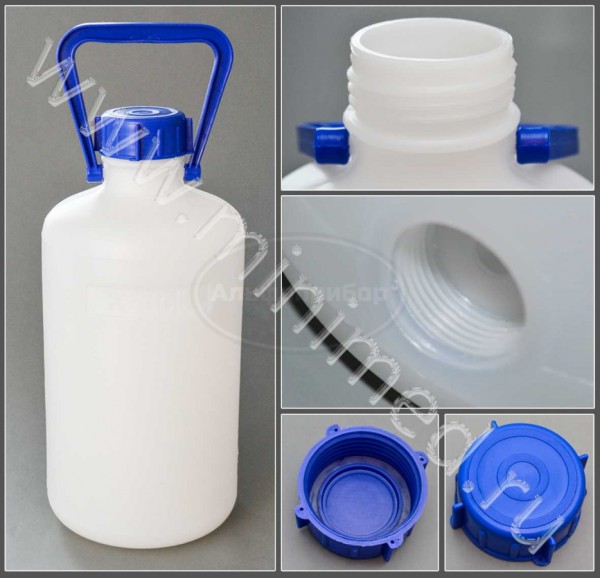 Бутыль толстостенная с узким горлом 5 л с крышкой, ПЭНД, Kartell