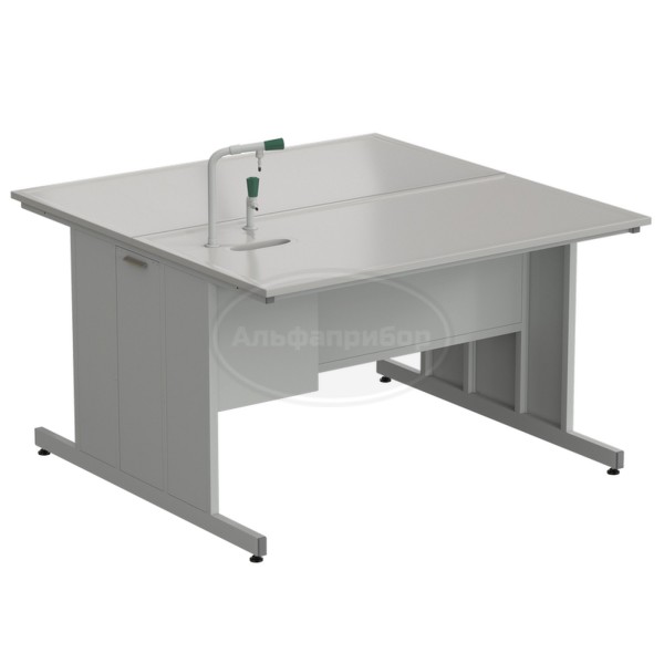 Стол островной с подводом воды 1513х1513х900 мм (1 комплект, кран TOF), раб. поверхность - Durcon с бортиком