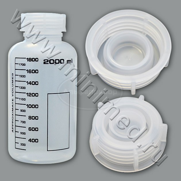 Банка для реактивов 2 л, с черной градуировкой, широкогорлая, с крышкой, п/п, LAMAPLAST упаковка 1/50шт