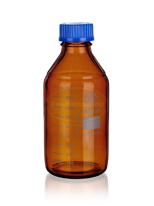 Банка для реактивов 100мл GL 45 темная синяя крышка круглая, Simax