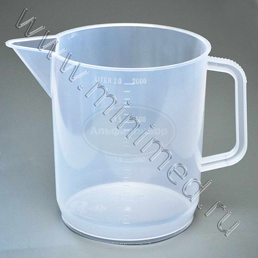 Стакан низкий 2000мл с ручкой, с делениями п/п, LAMAPLAST, упаковка 1/12шт