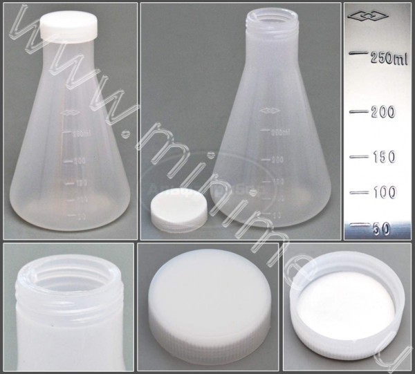 Колба коническая 250мл, с делениями с навинчивающейся крышкой, п/п