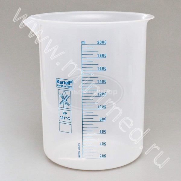 Стакан 2000мл, с делениями п/п, Kartell, упаковка 1/4шт