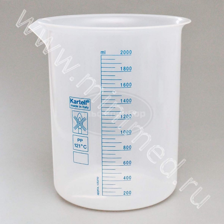 Стакан 2000мл, с делениями п/п, Kartell, упаковка 1/4шт