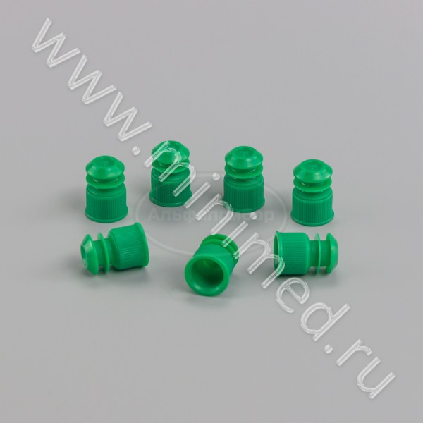 Пробка для пробирок 13 мм, п/эт, зеленая, упаковка 1000шт, ТУ 9464-015-29508133-2014, МиниМед