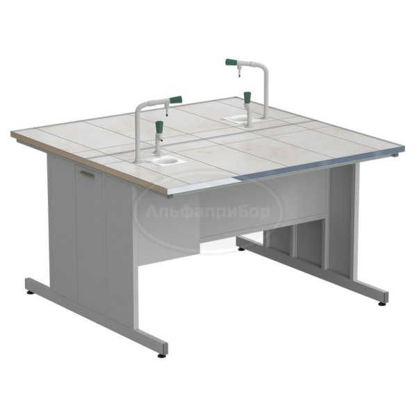 Стол островной с подводом воды 1515х1500х900 мм (2 комплекта), раб. поверхность - керамика
