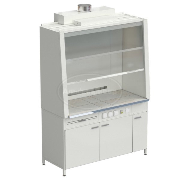 Шкаф вытяжной без подвода воды с электрикой 1520х750х2160 мм, раб. поверхность - керамика