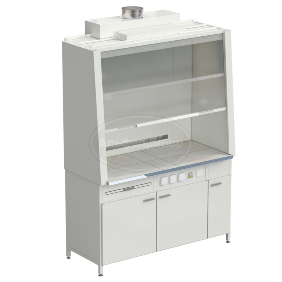 Шкаф вытяжной без подвода воды с электрикой 1520х750х2160 мм, раб. поверхность - керамика