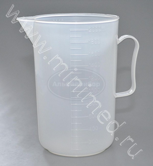 Стакан 2000мл с носиком и ручкой градуированный, п/п, упаковка 80шт