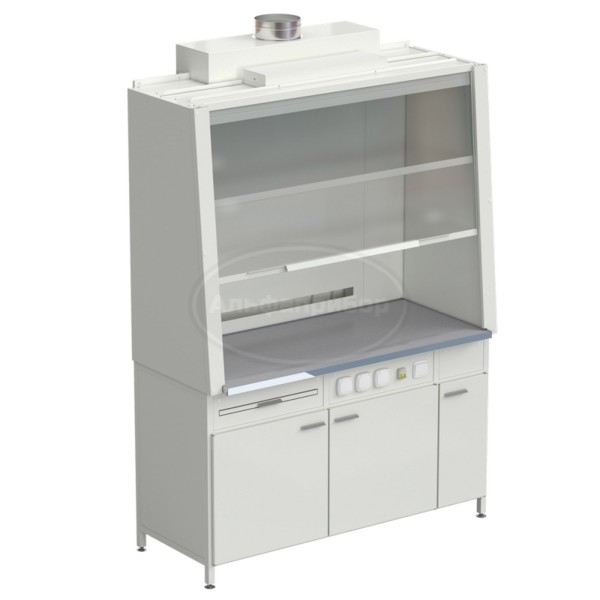 Шкаф вытяжной без подвода воды с электрикой 1520х750х2160 мм, раб. поверхность - монолитный керамогранит