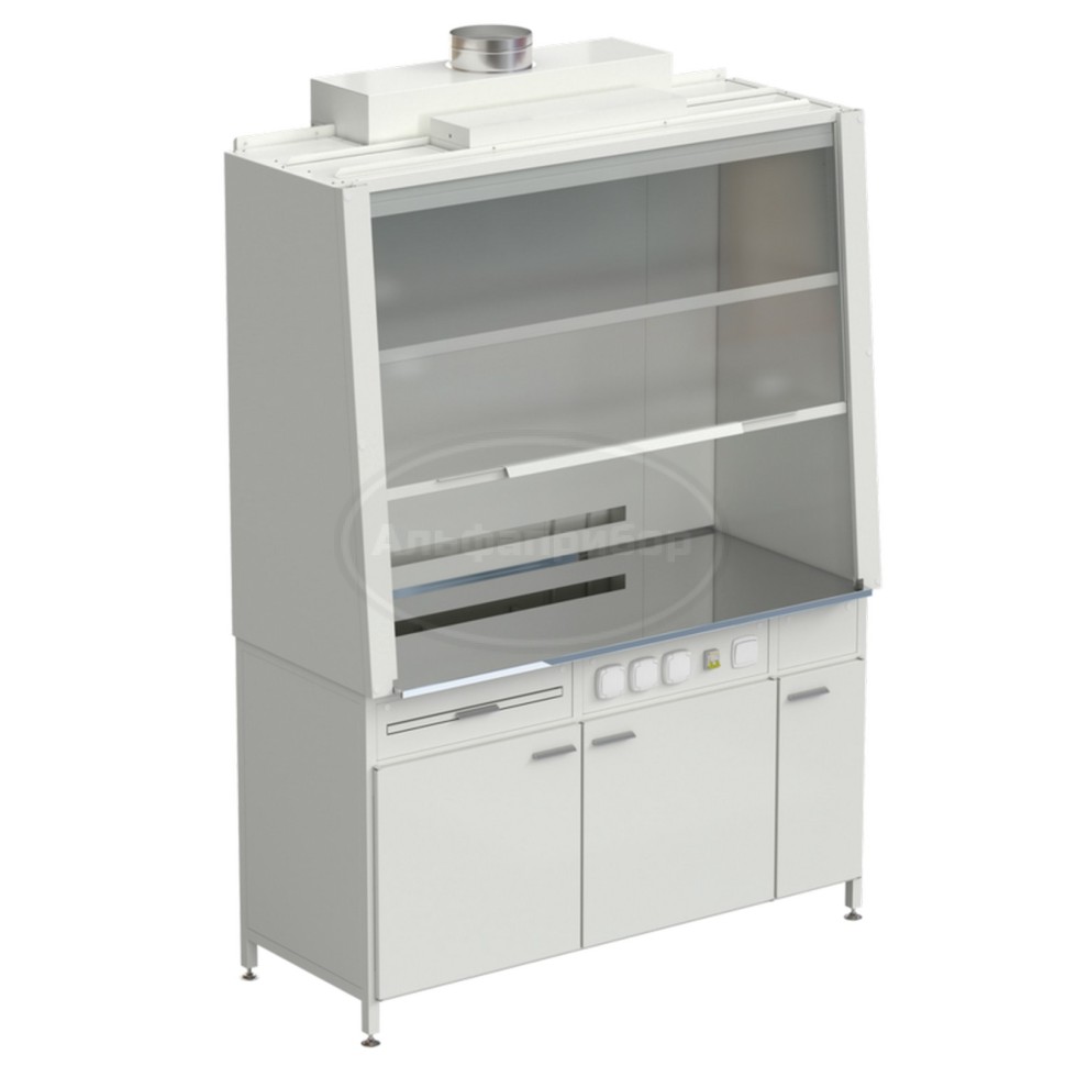 Шкаф вытяжной без подвода воды с электрикой 1520х750х2160 мм, раб. поверхность - нержавеющая сталь