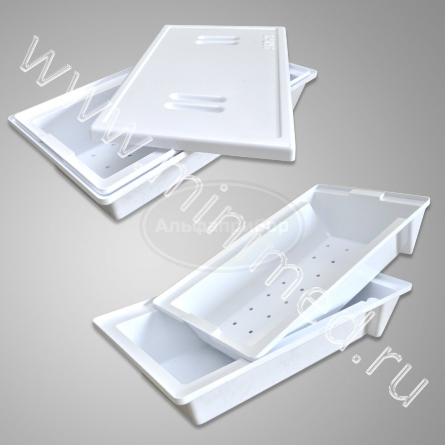 Контейнер полимерный с перфорированным поддоном и крышкой для предстерилизационной очистки, химической дезинфекции и стерилизации медицинских изделий, КДС-20