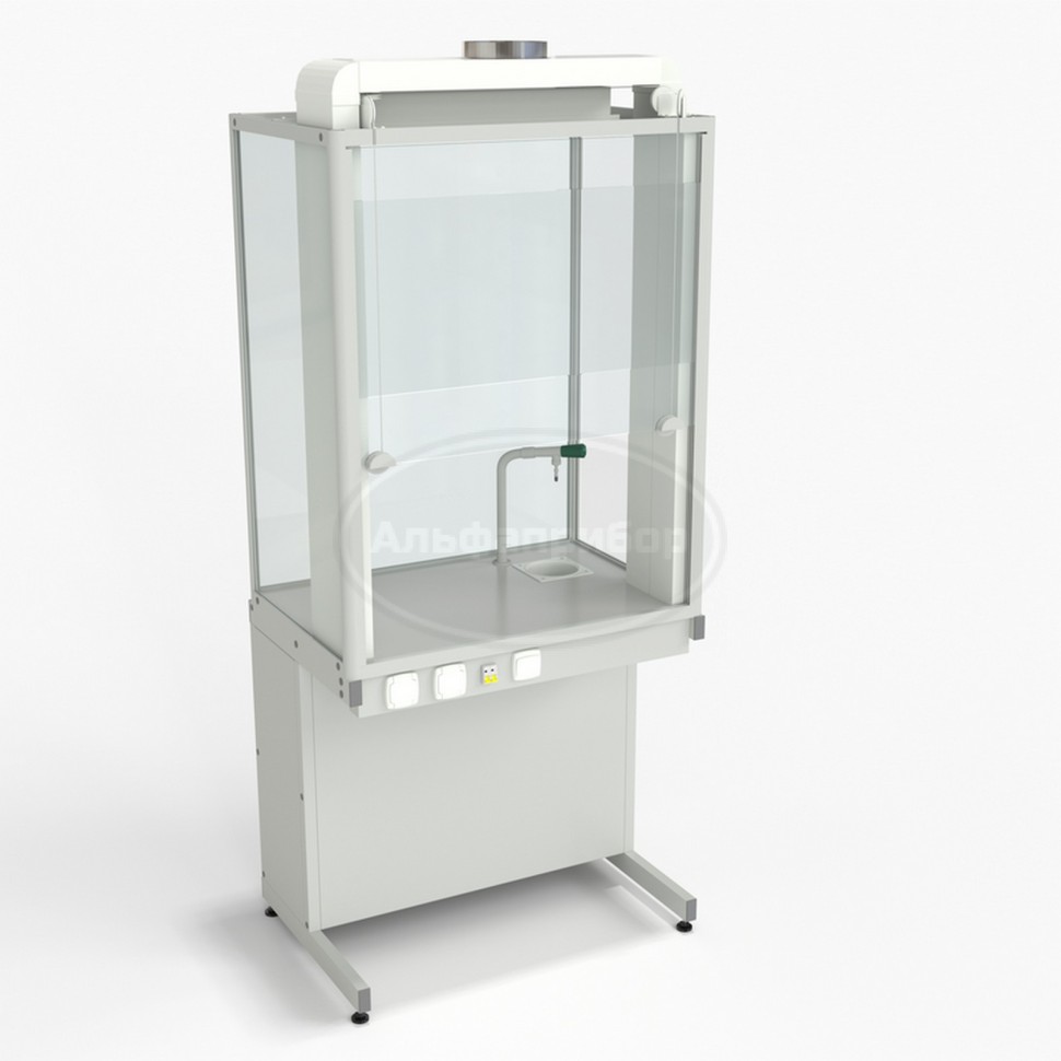 Шкаф демонстрационный напольный с электрикой, евронога, с водой 950х650х2245 мм, раб. поверхность - Labgrade-лайт