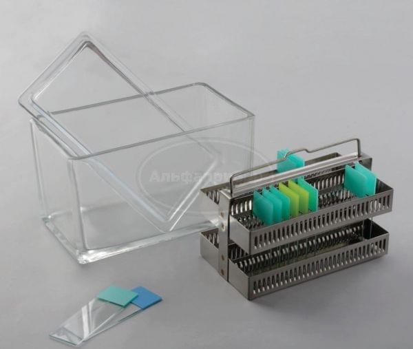 Емкость стеклянная для окраски микропрепаратов 95х165х75 мм на 60 стекол