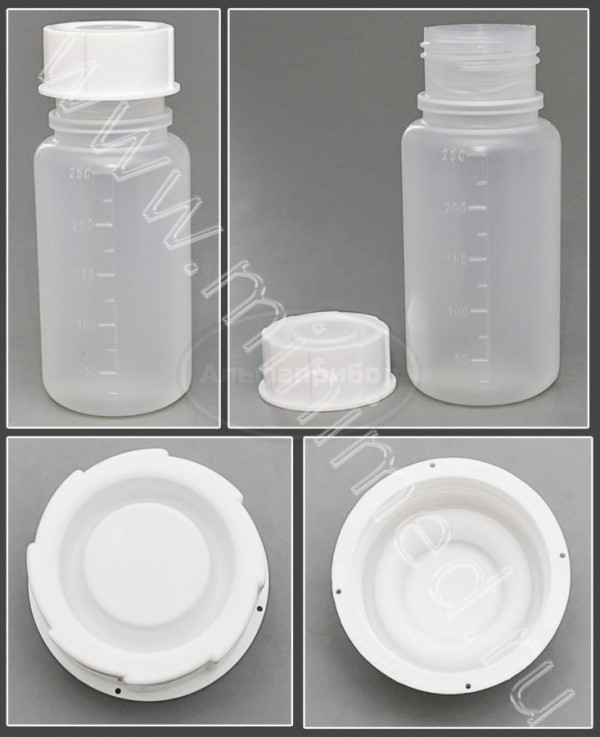 Банка для реактивов 250мл, с делениями широкогорлая, с крышкой, п/п, Kartell, упаковка 1/50шт