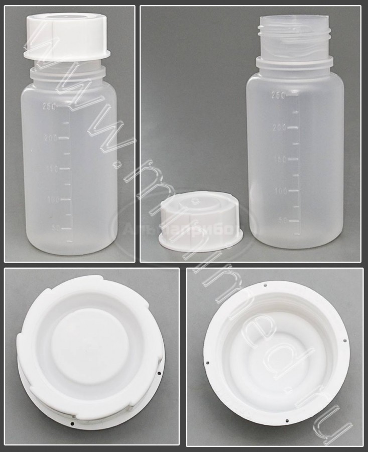 Банка для реактивов 250мл, с делениями широкогорлая, с крышкой, п/п, Kartell, упаковка 1/50шт