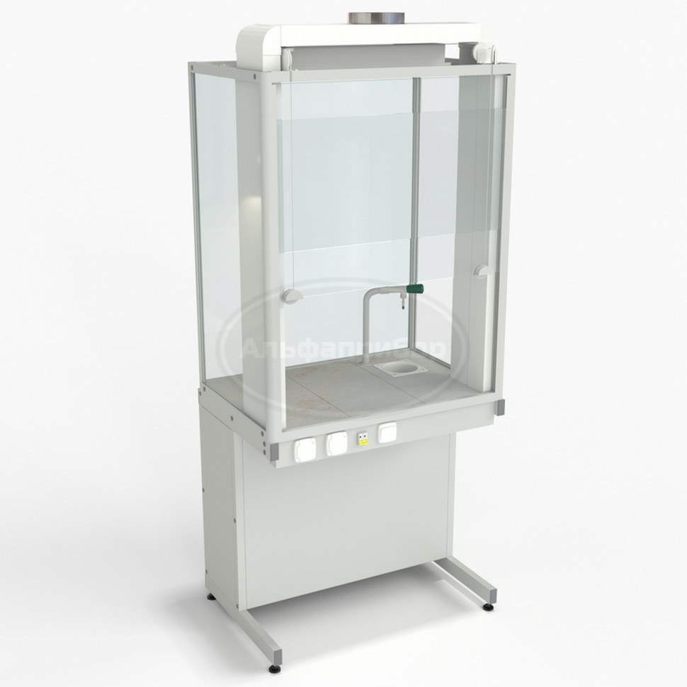 Шкаф демонстрационный напольный с электрикой, евронога, с водой 950х650х2245 мм, раб. поверхность - керамика
