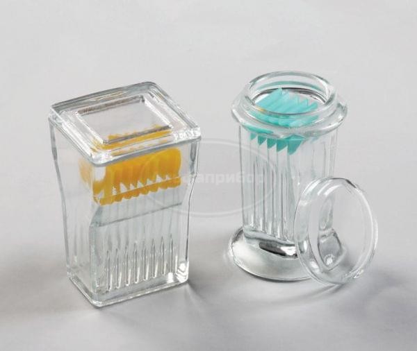 Емкость Хеллендаля стеклянная для окраски микропрепаратов с крышкой на 9 стекол