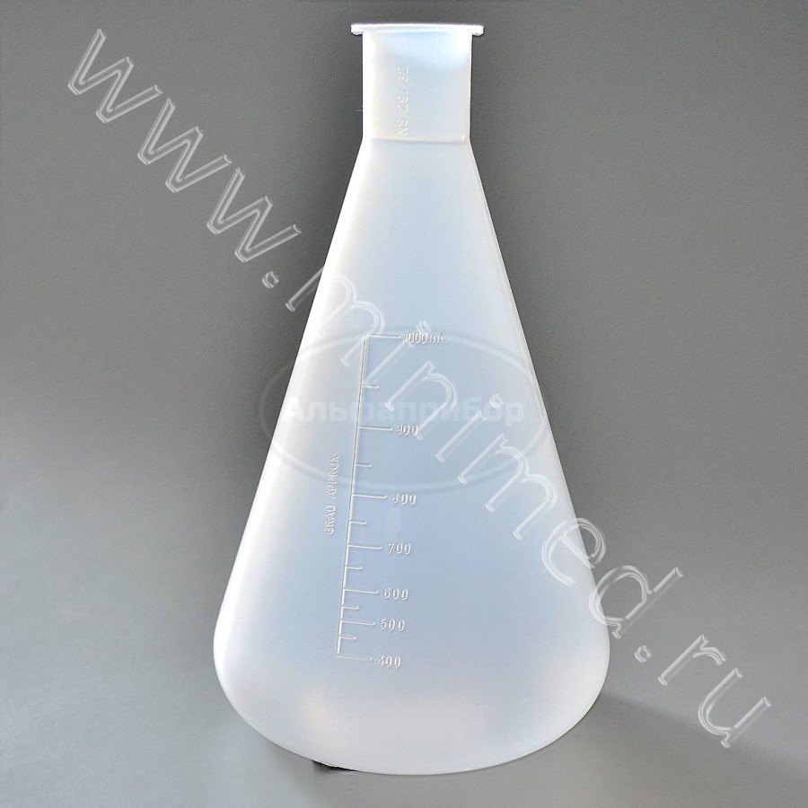 Колба коническая 1000мл, горловина 29/32, с делениями без пробки, п/п, Kartell, упаковка 1/8шт