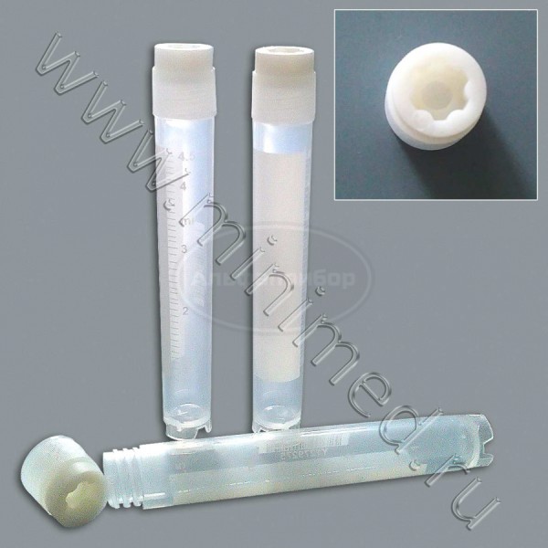 Микропробирка для криохранения 5мл, с внешней резьбой, стер, п/п, 12,6*89,3 мм, без ДНКаз и РНКаз, упаковка 50шт/1000шт, Aptaca